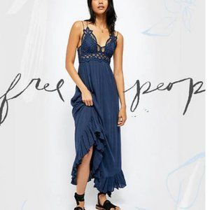 Free People Adella Maxi Dress Midnight Blue, Large